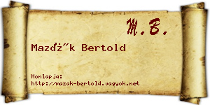 Mazák Bertold névjegykártya